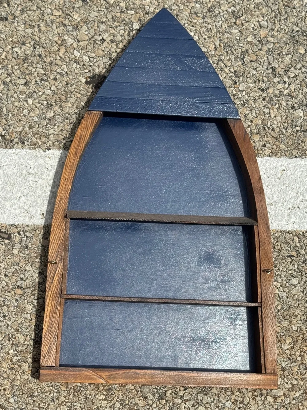 Blue Wooden Boat Shelf Wall Decor or Tabletop - 19”